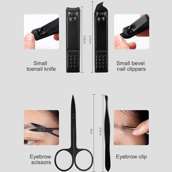 12 in 1 Advanced Stainless Nail Care Clipper Pedicure Manicure Kits with Leather Case, Red+Black, Yellow+Black