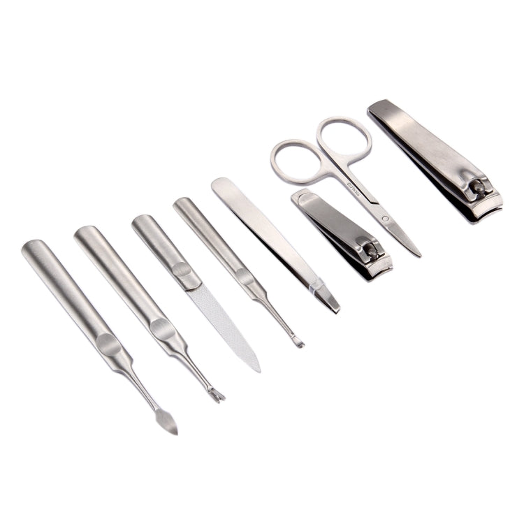 8-in-1 Nail Care Kit with Leather Bag: Clippers, Scissors, Tweezers, File