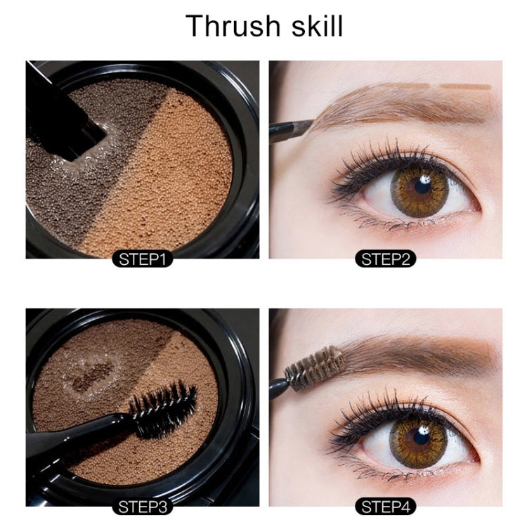 GECOMO Double Color Air Cushion Eyebrow Makeup Dye Palette With Eyebrow Brush(Grey)