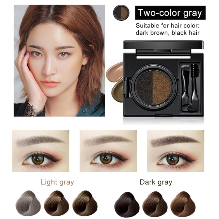 GECOMO Double Color Air Cushion Eyebrow Makeup Dye Palette With Eyebrow Brush(Grey)