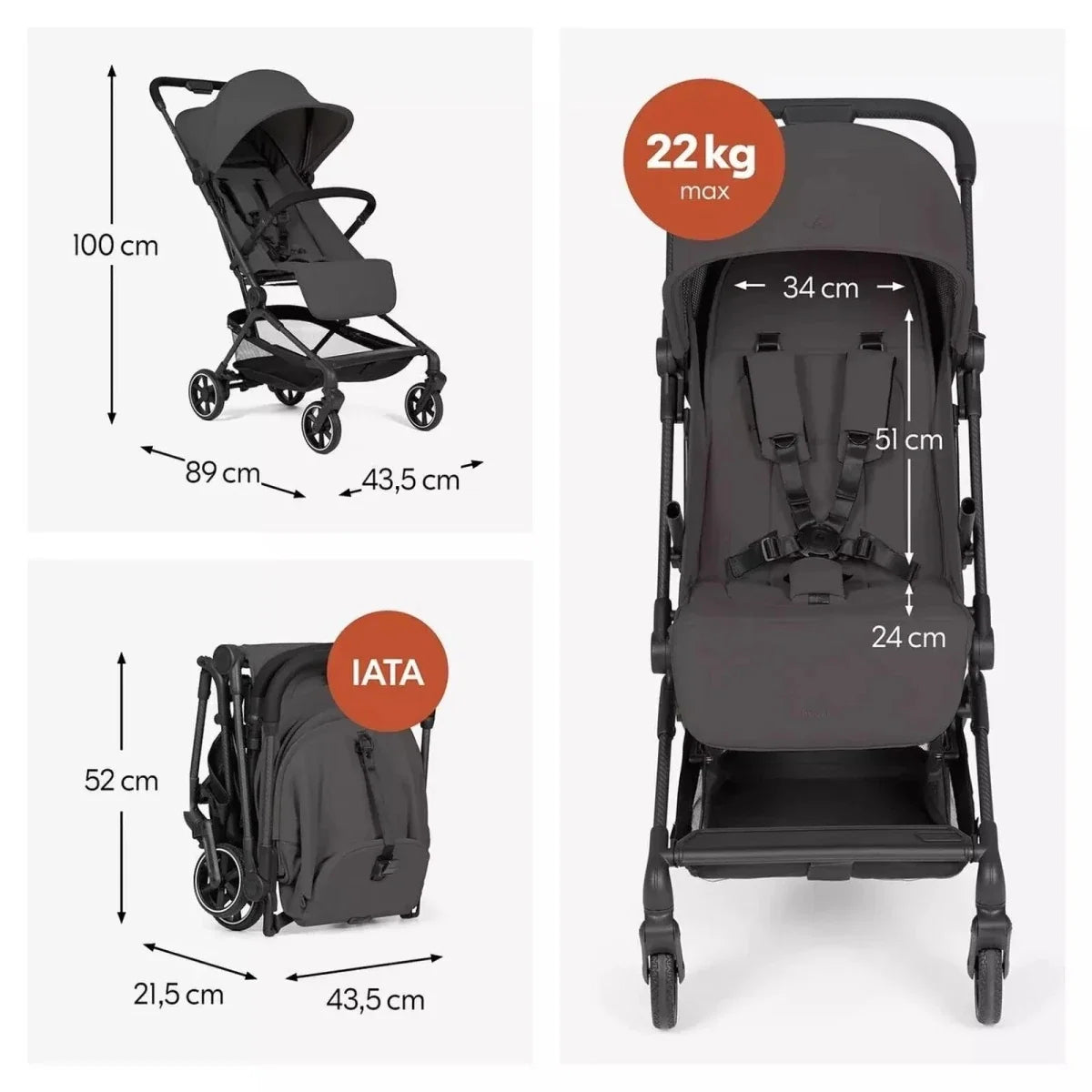 Hauck Lite N Care Stroller - Dark Antracite