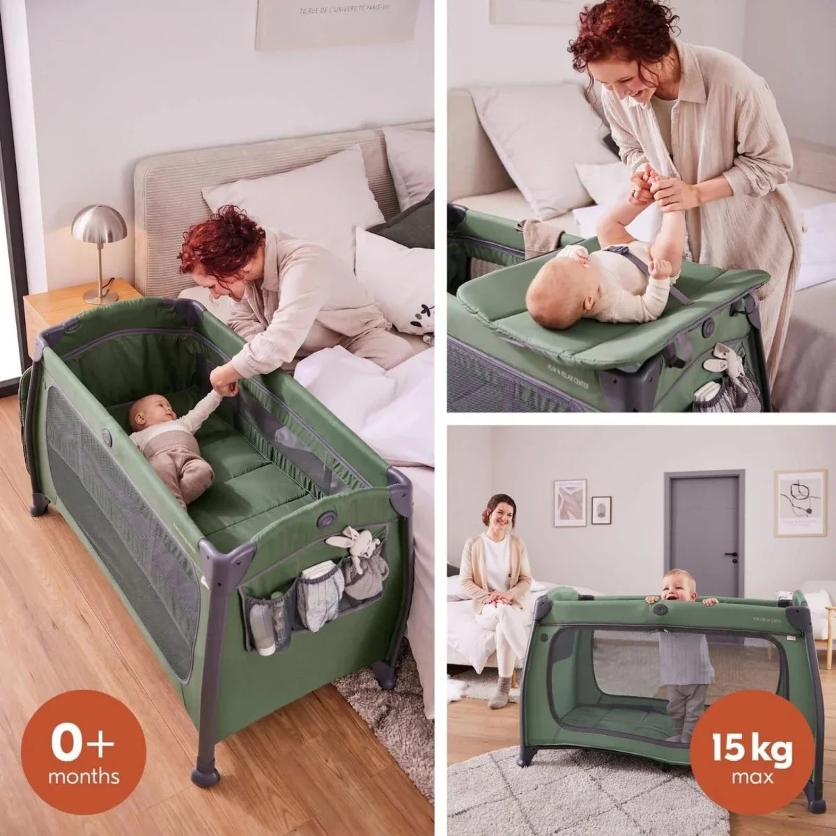 Hauck Play N Relax Center Travel Cot - Dark Green