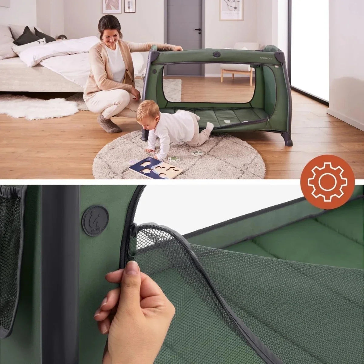 Hauck Play N Relax Center Travel Cot - Dark Green
