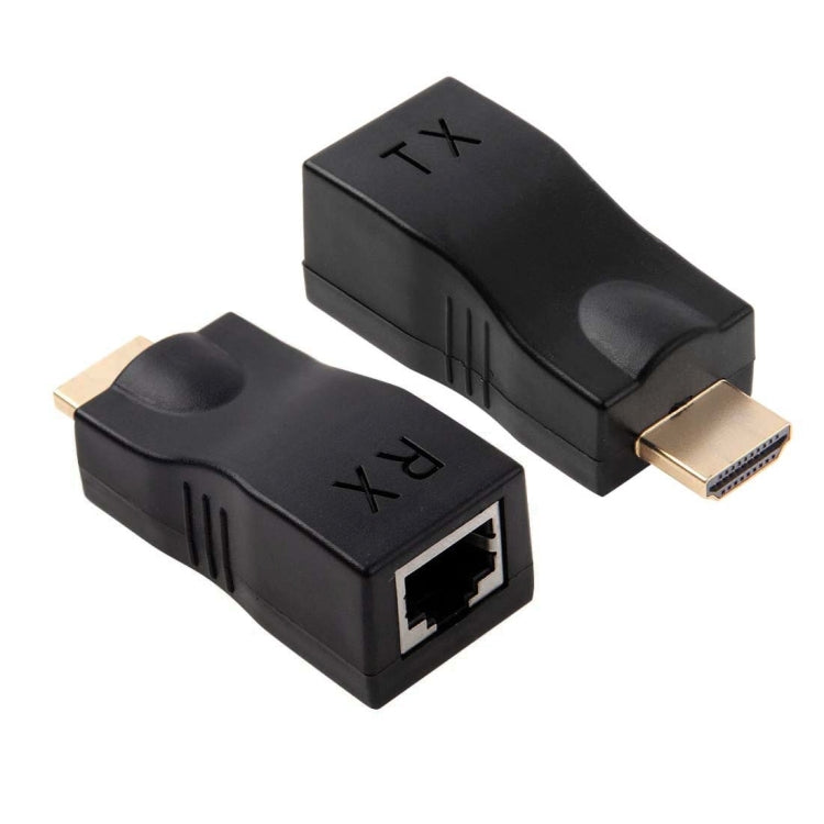 HDMI to RJ45 Extender Adapter (Receiver & Transmitter)  by Cat-5e/6 Cable, Support HDCP, Transmission Distance: 30m, Single RJ45 Black