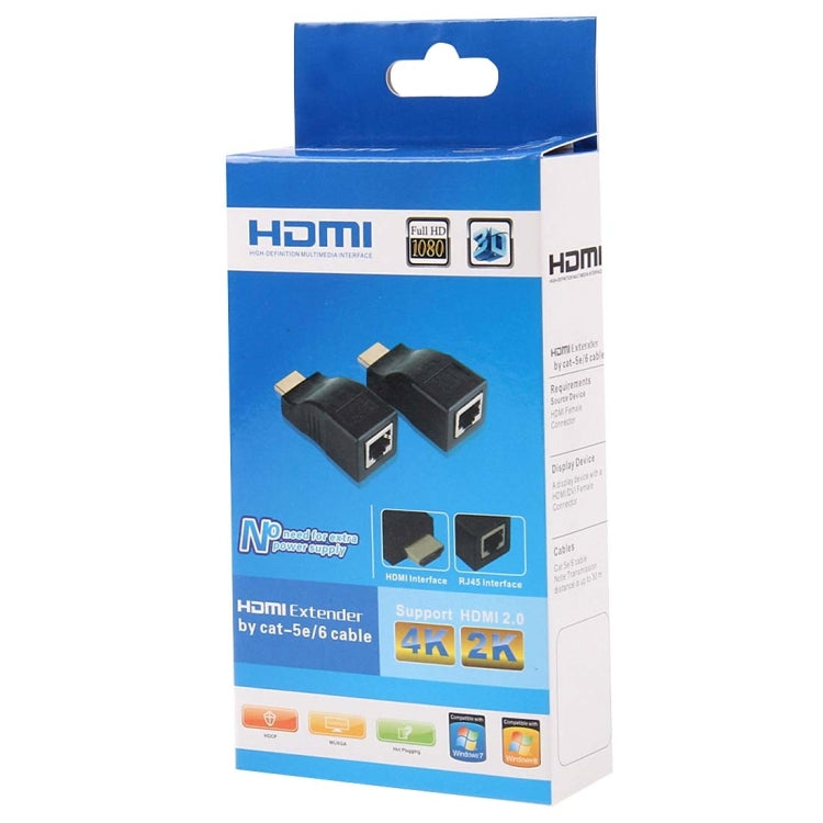 HDMI to RJ45 Extender Adapter (Receiver & Transmitter)  by Cat-5e/6 Cable, Support HDCP, Transmission Distance: 30m(Black)