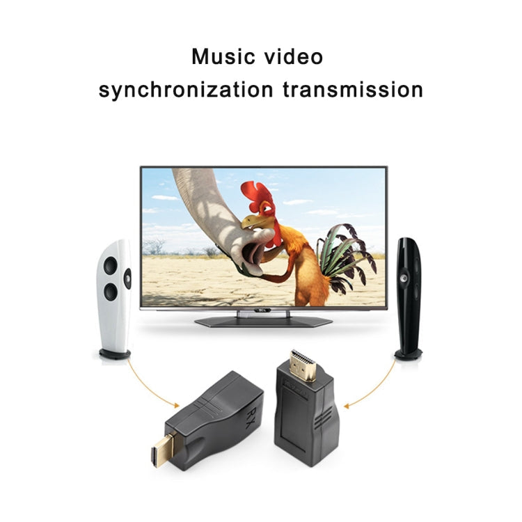 HDMI to RJ45 Extender Adapter (Receiver & Transmitter)  by Cat-5e/6 Cable, Support HDCP, Transmission Distance: 30m(Black)