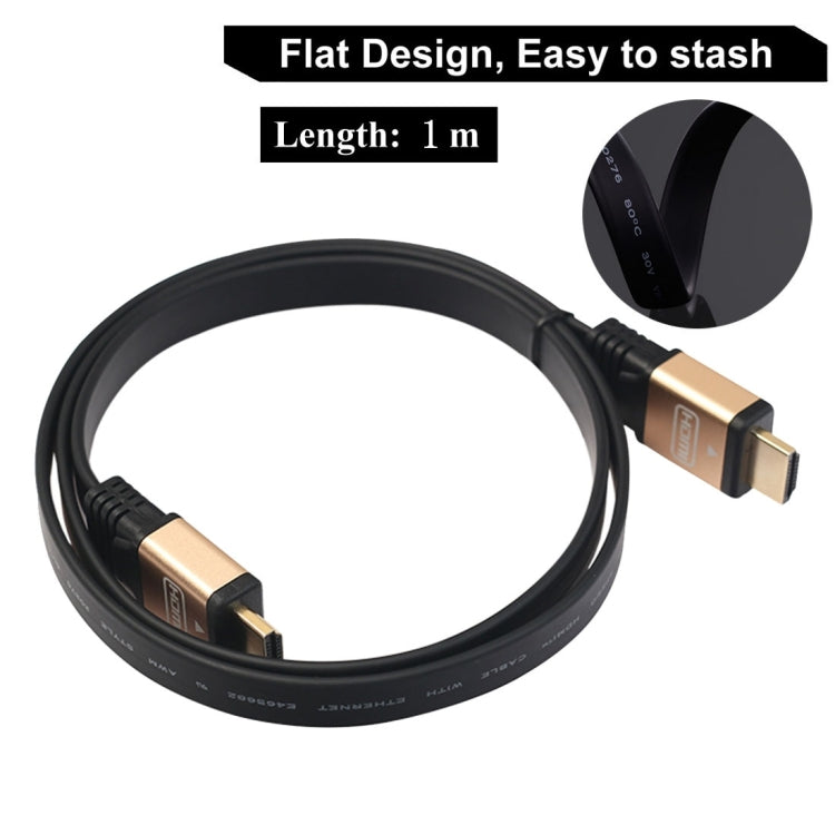 1m HDMI 2.0 (4K)  30AWG High Speed 18Gbps Gold Plated Connectors HDMI Male to HDMI Male Flat Cable(Gold)