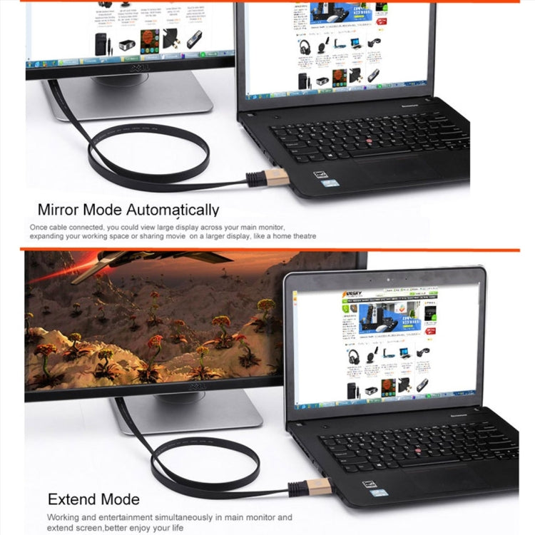 1m HDMI 2.0 (4K)  30AWG High Speed 18Gbps Gold Plated Connectors HDMI Male to HDMI Male Flat Cable(Gold)