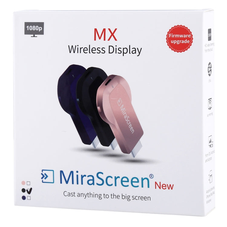 MiraScreen WiFi Display Dongle / Miracast Airplay DLNA Display Receiver Dongle Wireless Mirroring Screen Device with 2 in 1 USB Cable (Black)