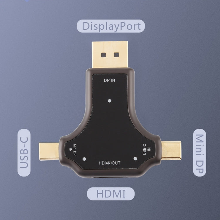 D63A DisplayPort + Mini DP + UCB-C / Type-C Male to HDMI Female 3 in 1 Adapter