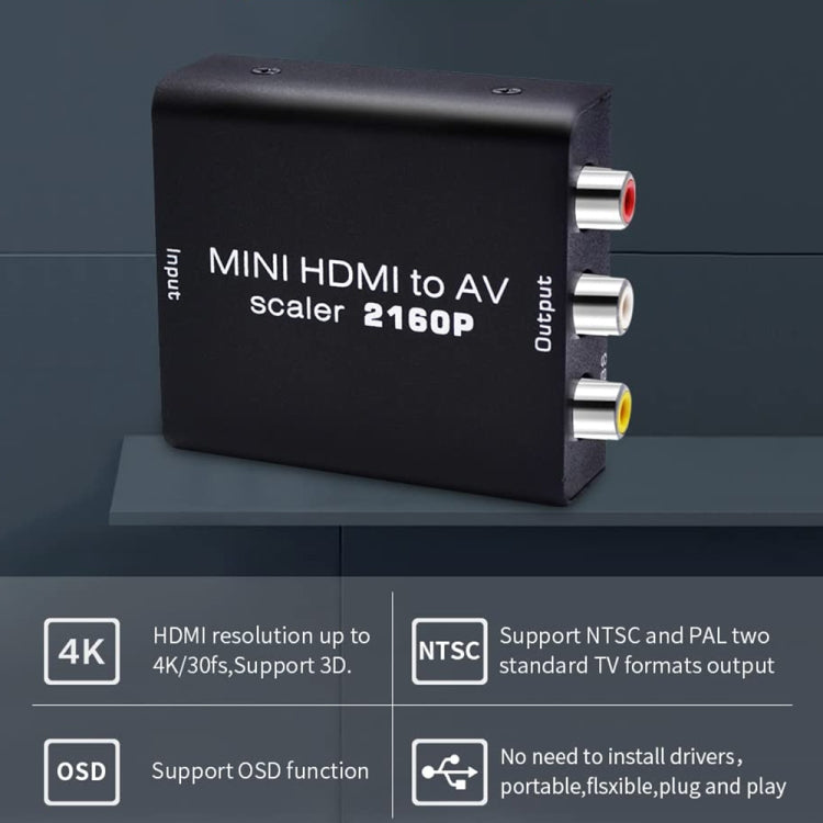Mini HDMI to AV / CVBS Composite Video Signal Converter(Black)
