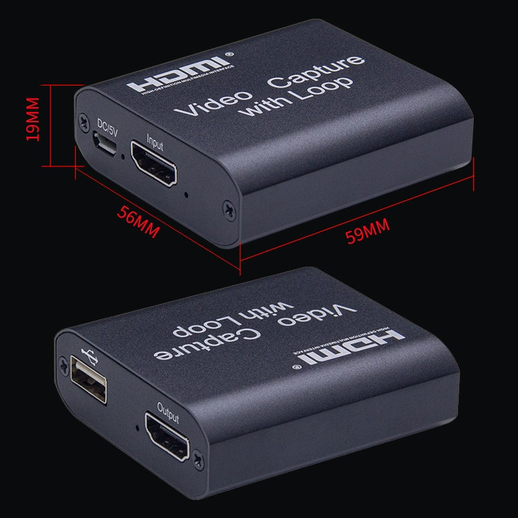 USB 2.0 to HDMI 4K HD Video Capture with Loop (Black)