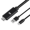 9572A USB Power Supply USB-C/Type-C to HDMI 4K Aluminum Alloy Cable, Length: 1.8m(Black)