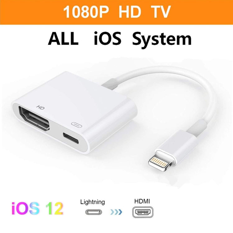 E-Gin-LTH-002 8 Pin Digital AV to HDMI Adapter + USB Charging Port for 1080P HD TV Display Screen Device, E-Gin-LTH-002