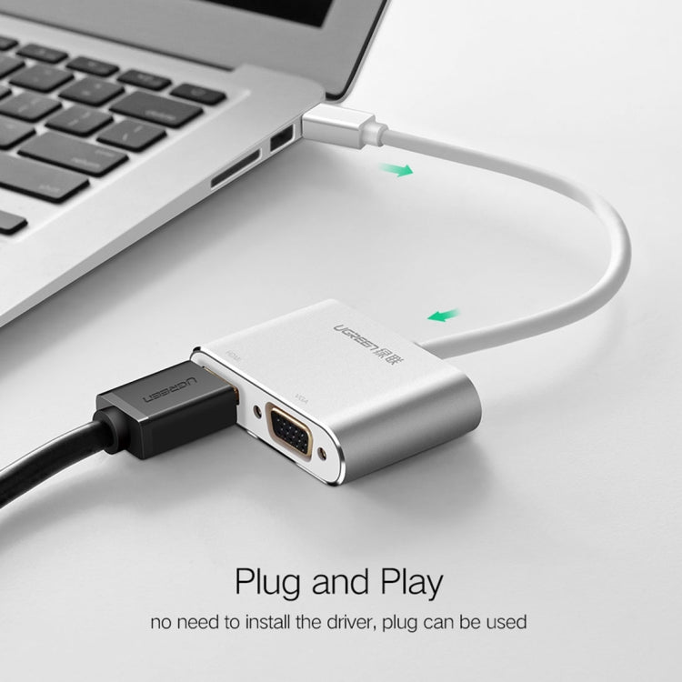 Ugreen 2-in-1 HD 1080P 4K Thunderbolt Mini DisplayPort DP to HDMI & VGA Adapter Converter for Projector, TV, Monitor (Black)
