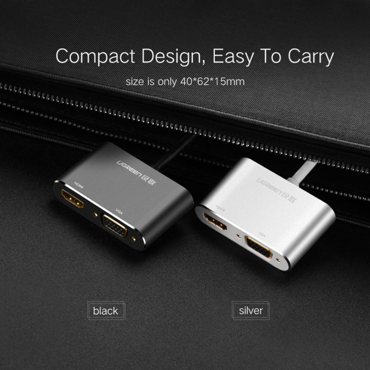 Ugreen 2-in-1 HD 1080P 4K Thunderbolt Mini DisplayPort DP to HDMI & VGA Adapter Converter for Projector, TV, Monitor (Black)