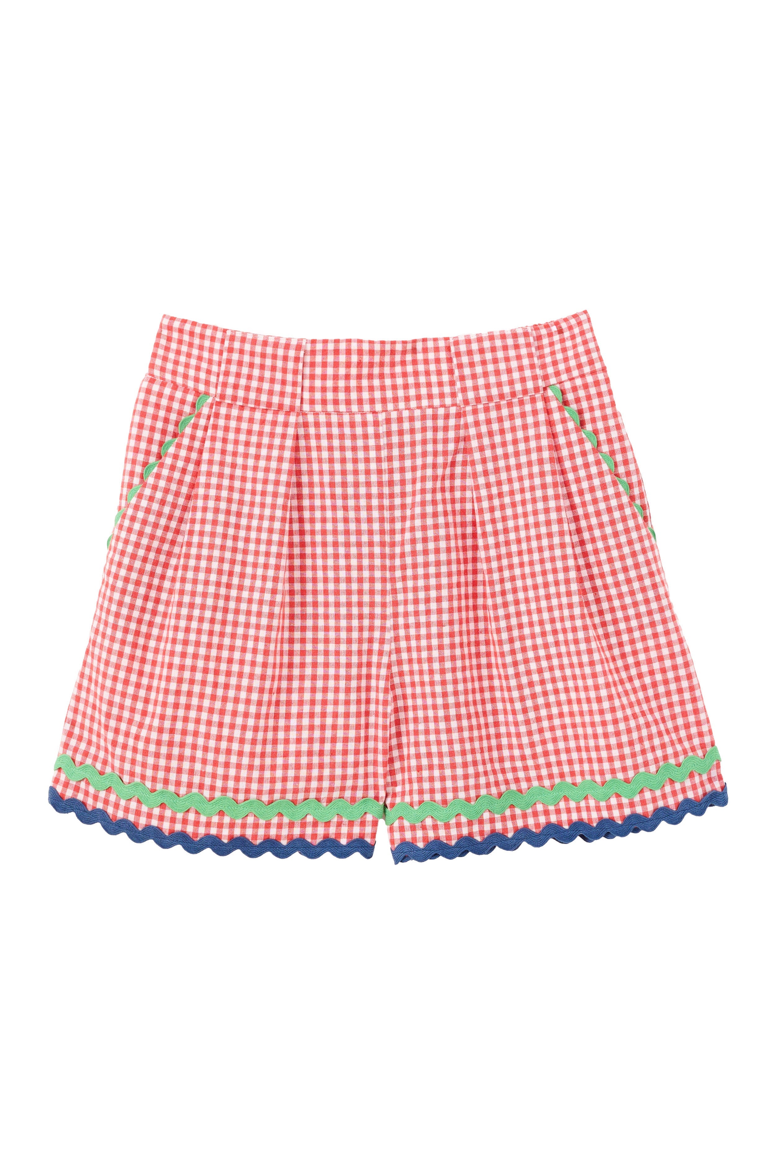 Hilton Gingham Ric Rac Trim Shorts - Red