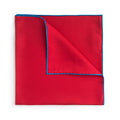 Red With Blue Shoe String Silk Pocket Square