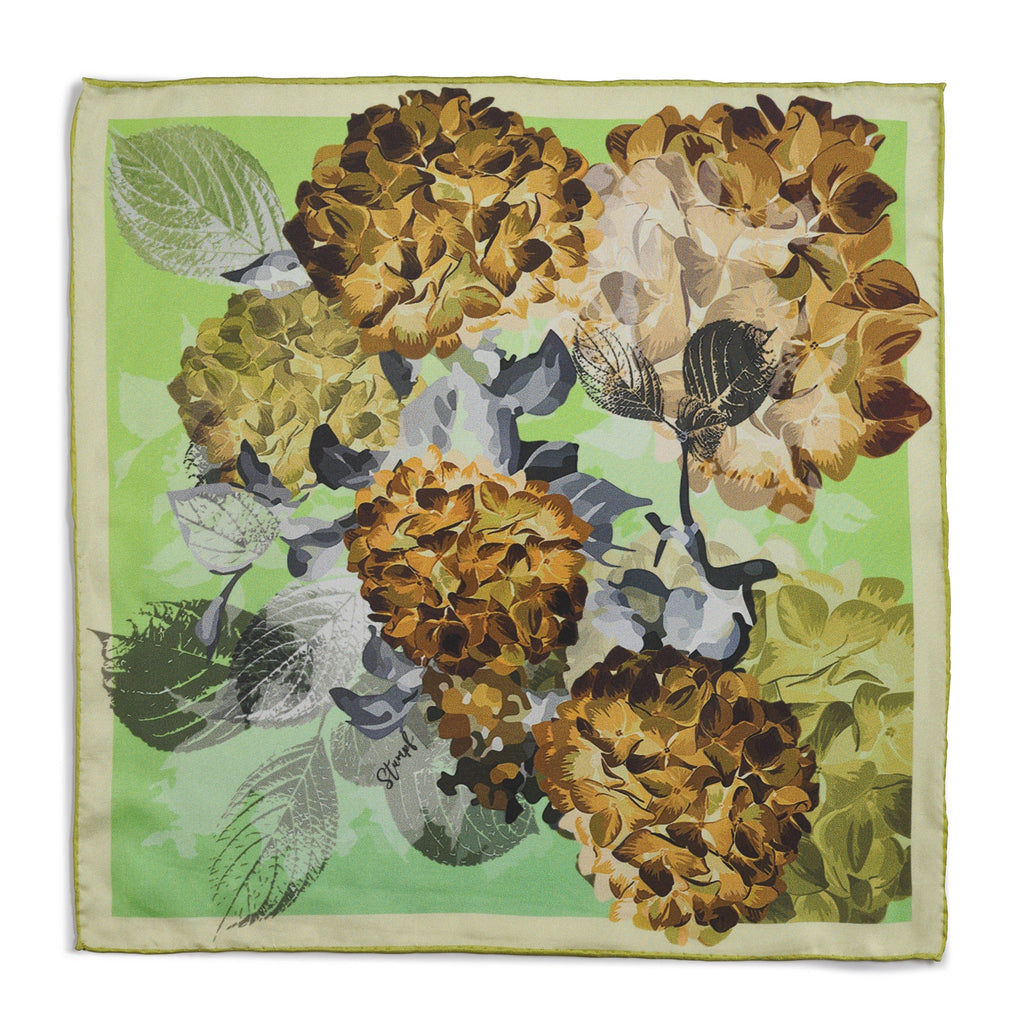 Hydrangea Golden Pocket Square