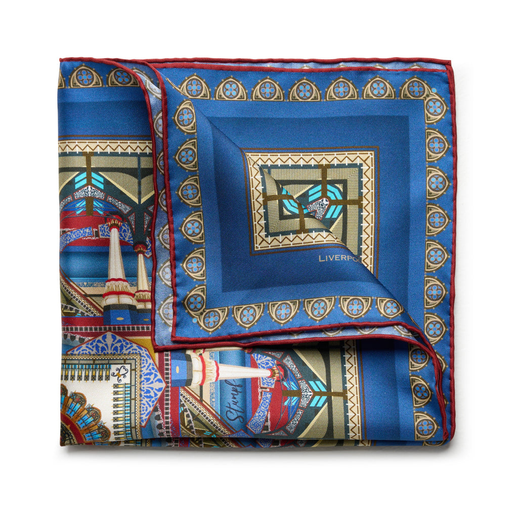 Liverpool Street Station in Blue Pocket Square