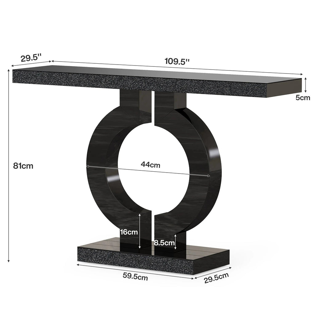 Black Marble-Effect Modern Console Table - Sculptural Entryway & Sofa Table