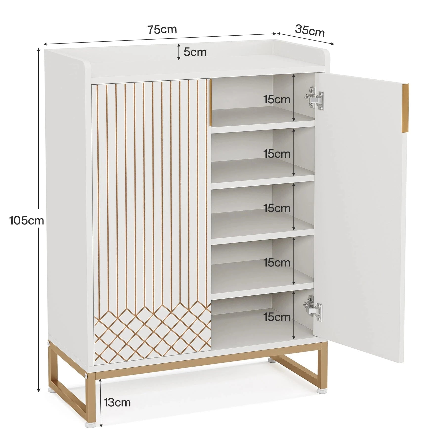 Art Deco Accent Cabinet - White & Gold Luxury Sideboard & Bar Station