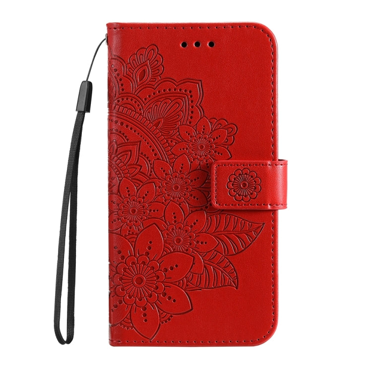 For Huawei nova 11i / Maimang 20 5G / Enjoy 60 Pro 7-petal Flowers Embossing Leather Phone Case (Red)