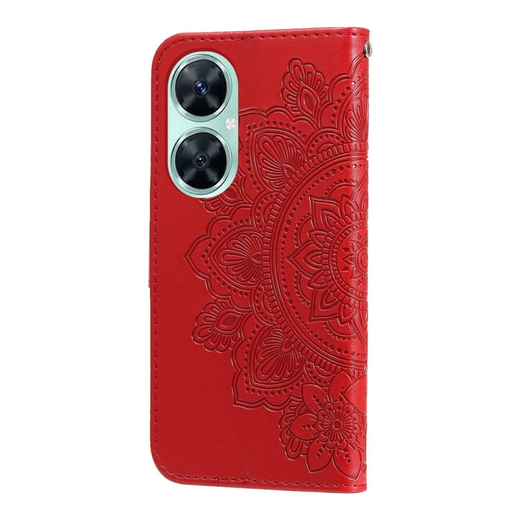 For Huawei nova 11i / Maimang 20 5G / Enjoy 60 Pro 7-petal Flowers Embossing Leather Phone Case (Red)