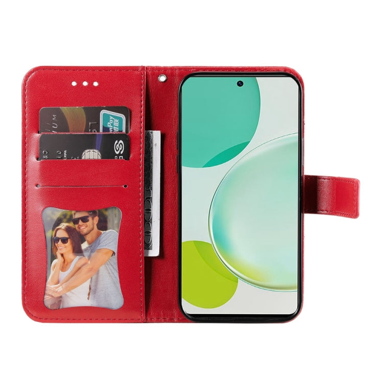 For Huawei nova 11i / Maimang 20 5G / Enjoy 60 Pro 7-petal Flowers Embossing Leather Phone Case (Red)