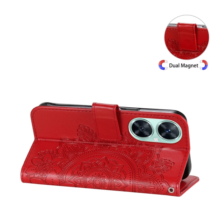 For Huawei nova 11i / Maimang 20 5G / Enjoy 60 Pro 7-petal Flowers Embossing Leather Phone Case (Red)