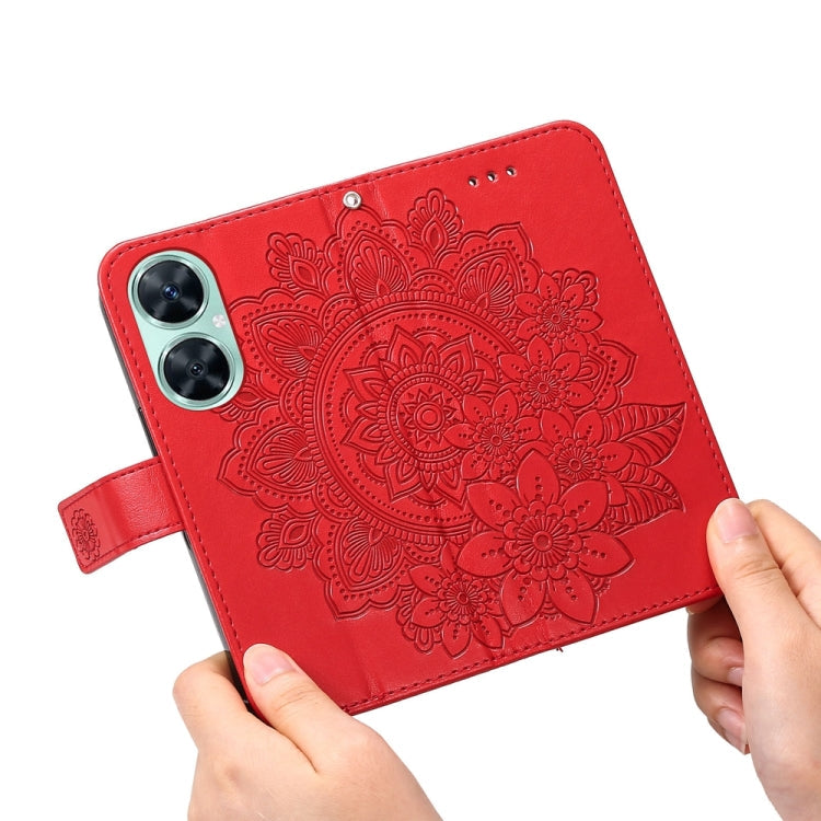 For Huawei nova 11i / Maimang 20 5G / Enjoy 60 Pro 7-petal Flowers Embossing Leather Phone Case (Red)