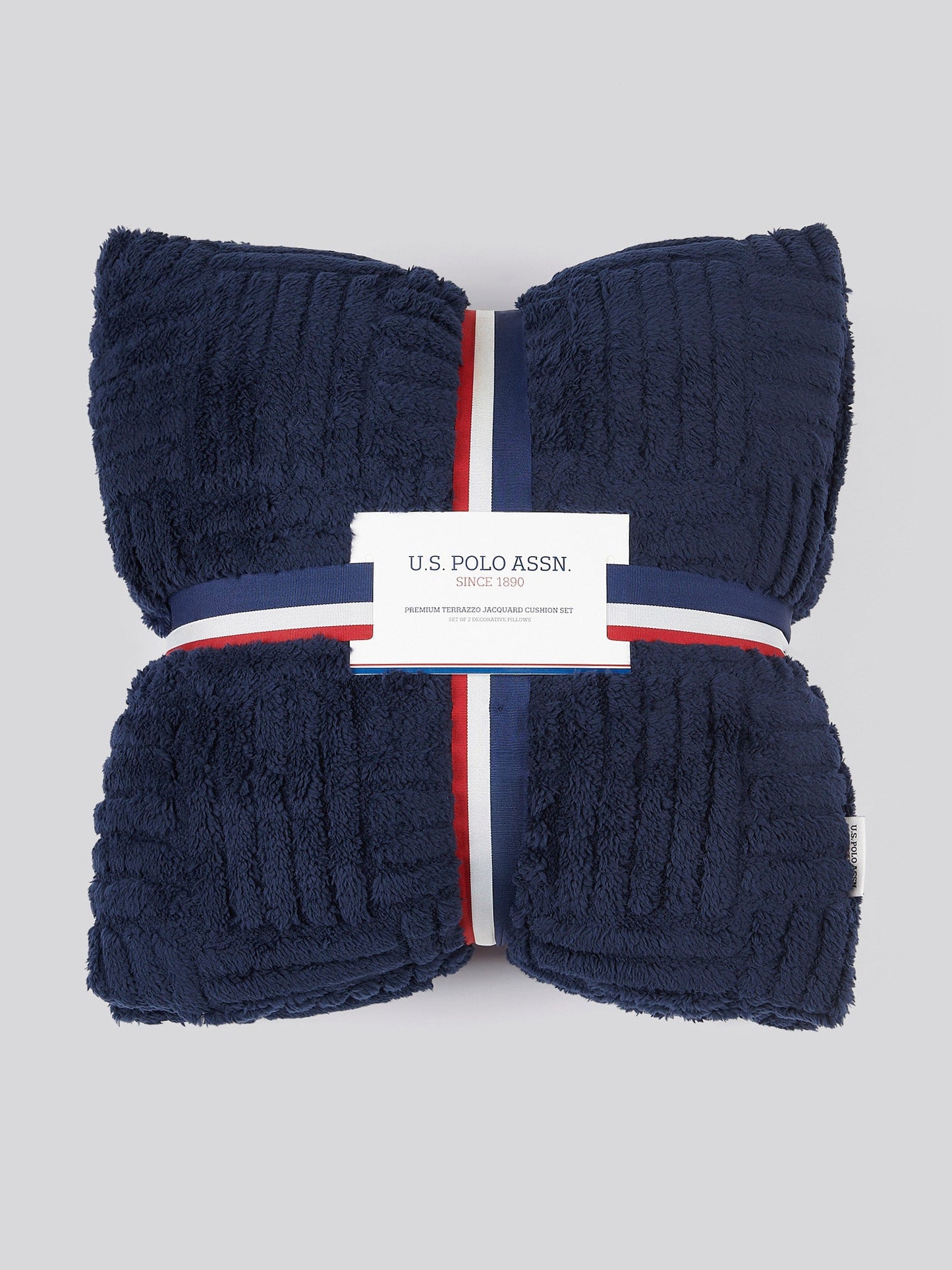 Premium Terrazzo Jacquard 2-Cushion Set in Navy Iris