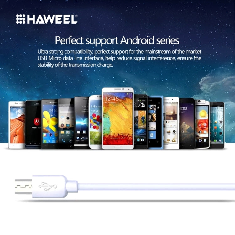 HAWEEL 2m High Speed Micro USB to USB Data Sync Charging Cable, For Galaxy, Huawei, Xiaomi, LG, HTC and other Android Smart Phones(White)