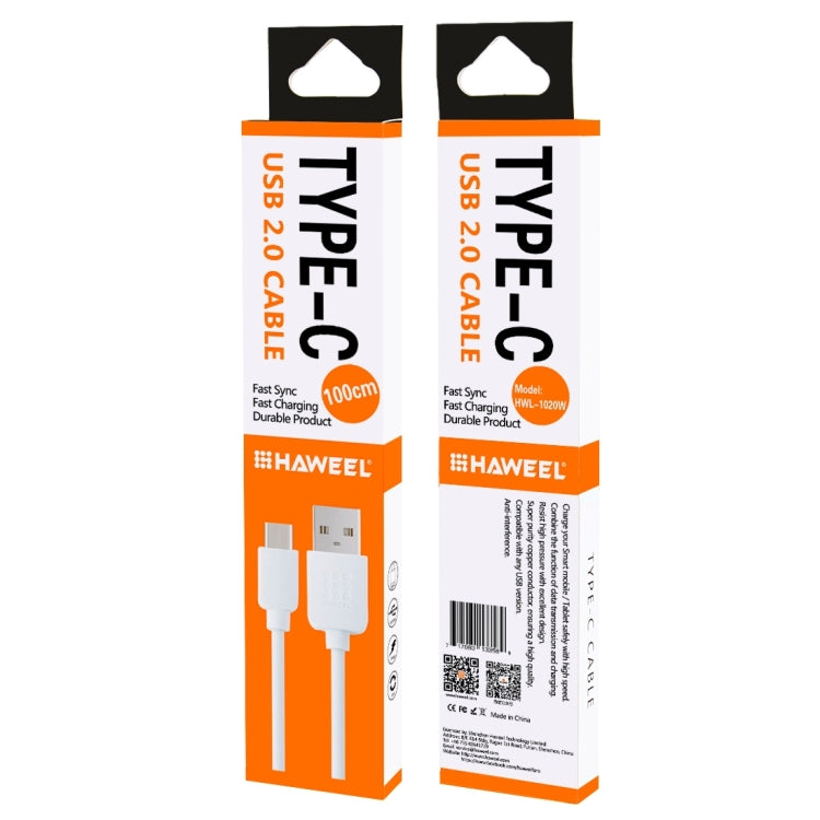 HAWEEL 1m USB-C / Type-C to USB 2.0 Data & Charging Cable(White)