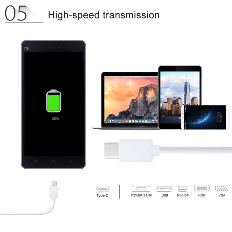 HAWEEL 1m USB-C / Type-C to USB 2.0 Data & Charging Cable(White)