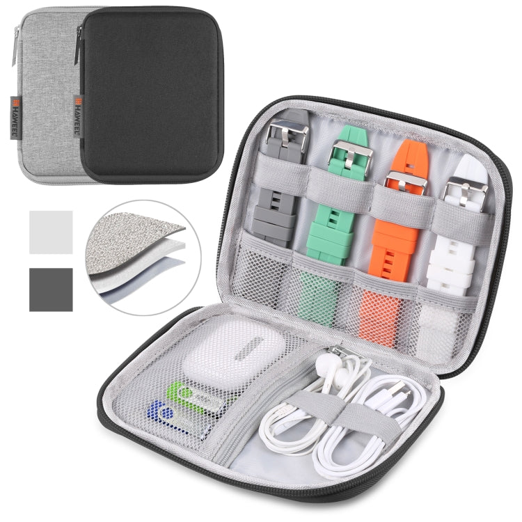 HAWEEL Watch Band Organizer Box Earphones / U Disk / Digital Cable Storage Case(Black)