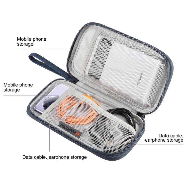 HAWEEL Electronic Organizer Storage Bag for Cellphones, Power Bank, Cables, Mouse, Earphones(Dark Blue)