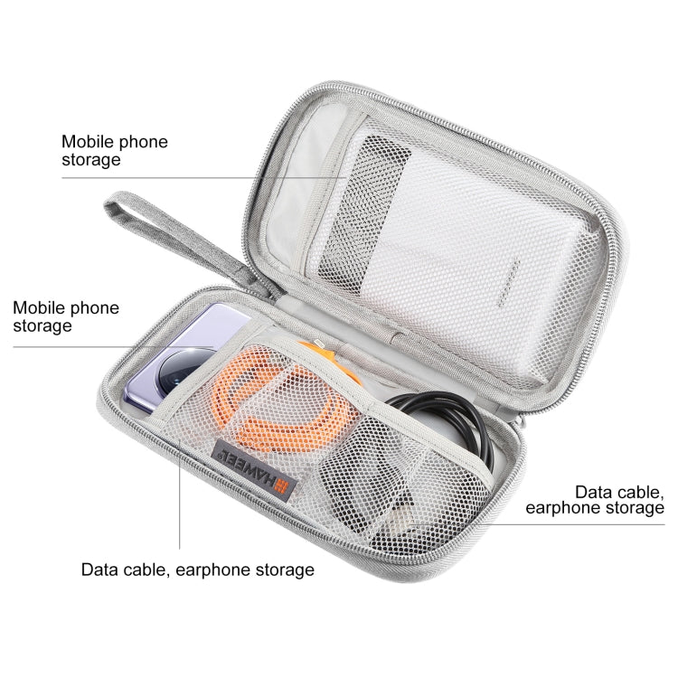 HAWEEL Electronic Organizer Storage Bag for Cellphones, Power Bank, Cables, Mouse, Earphones(Grey)