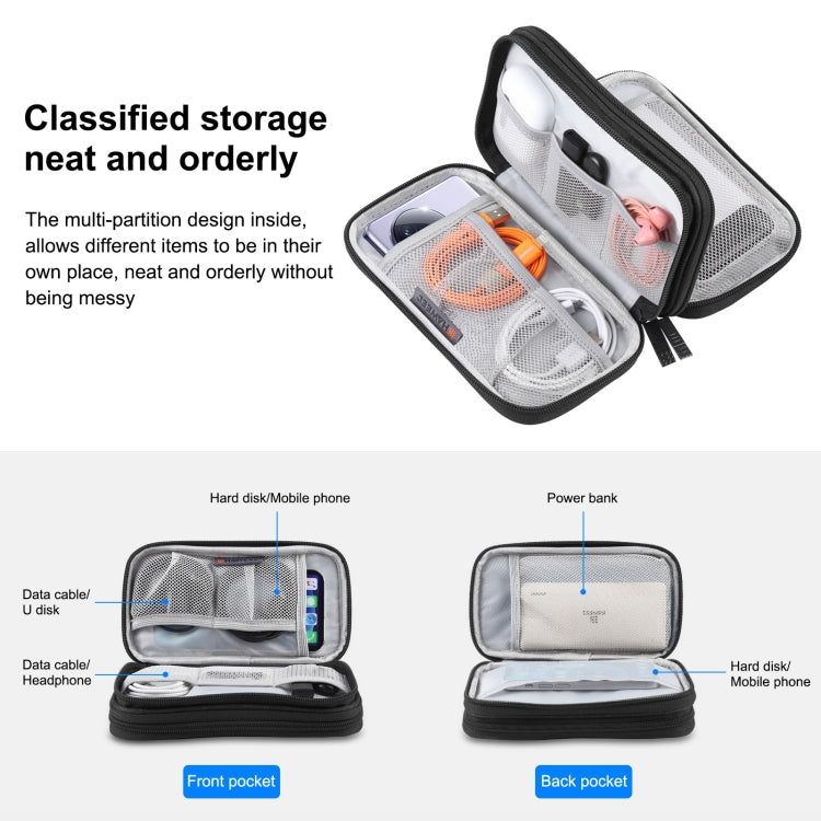HAWEEL Electronic Organizer Double Layers Storage Bag for Cables, Charger, Power Bank, Phones, Earphones(Black)