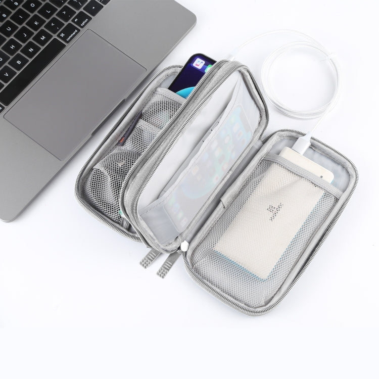 HAWEEL Electronic Organizer Double Layers Storage Bag for Cables, Charger, Power Bank, Phones, Earphones (Grey)
