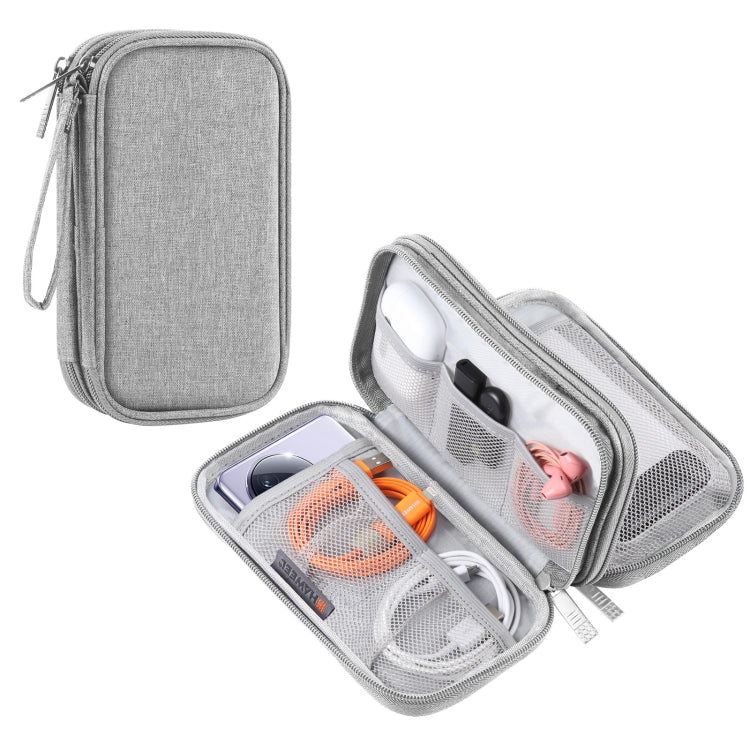 HAWEEL Electronic Organizer Double Layers Storage Bag for Cables, Charger, Power Bank, Phones, Earphones (Grey)