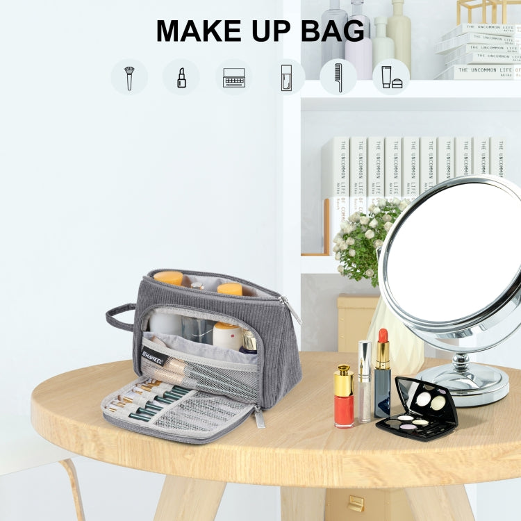 HAWEEL Corduroy Triangular Pen Case Makeup Pouch Travel Cosmetic Organizer Bag(Grey)