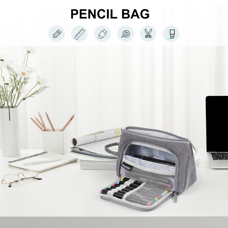 HAWEEL Corduroy Triangular Pen Case Makeup Pouch Travel Cosmetic Organizer Bag(Grey)