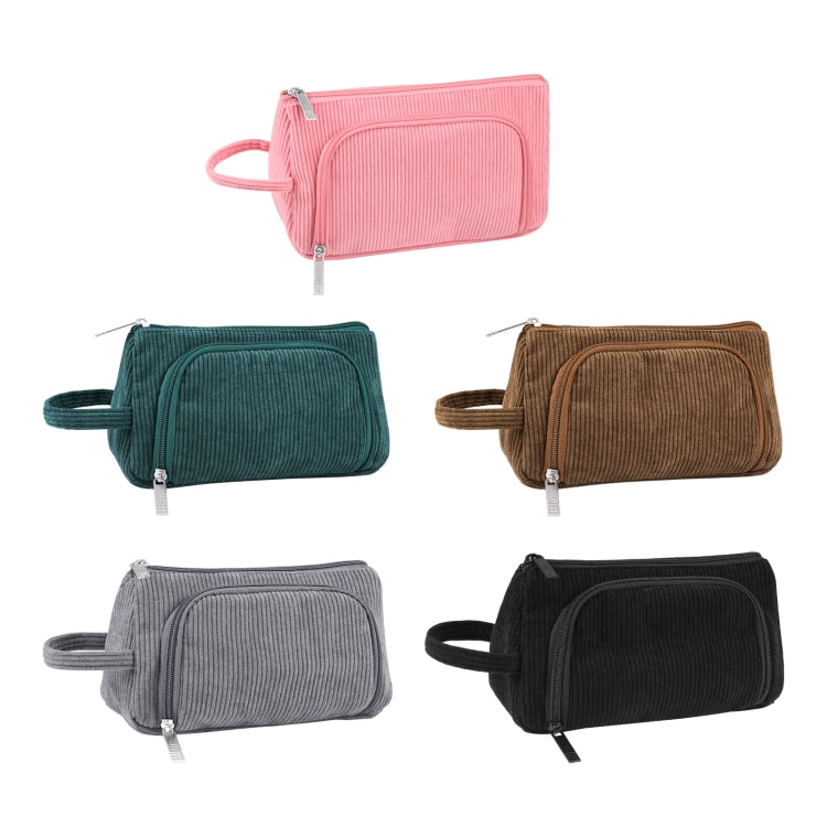 HAWEEL Corduroy Triangular Pen Case Makeup Pouch Travel Cosmetic Organizer Bag(Grey)