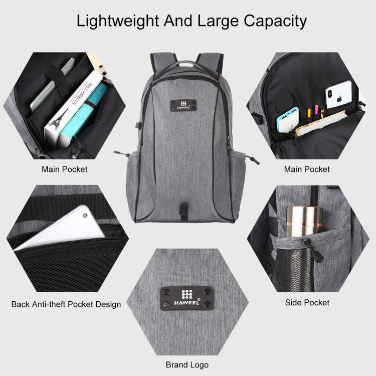 HAWEEL Outdoor Portable Canvas Dual Shoulders Laptop Backpack(Grey)