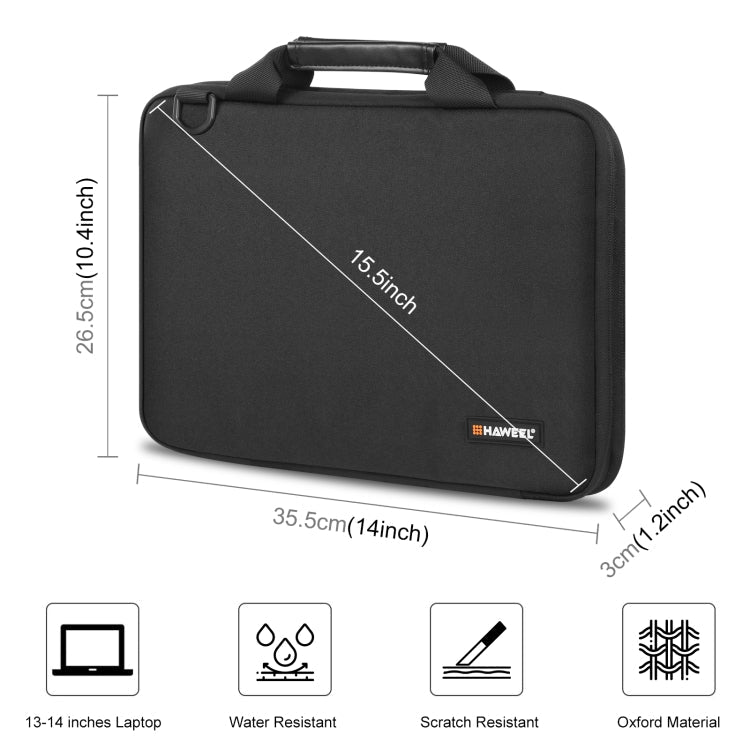 HAWEEL 13.0 inch-14.0 inch Briefcase Crossbody Laptop Bag For Macbook, Lenovo Thinkpad, ASUS, HP(Black)