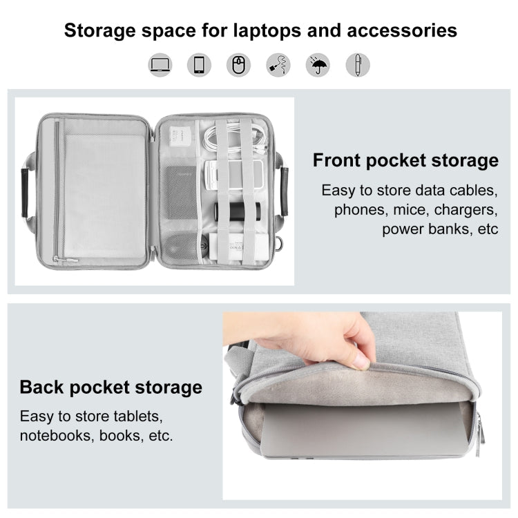 HAWEEL 13.0 inch-14.0 inch Briefcase Crossbody Laptop Bag For Macbook, Lenovo Thinkpad, ASUS, HP(Grey)