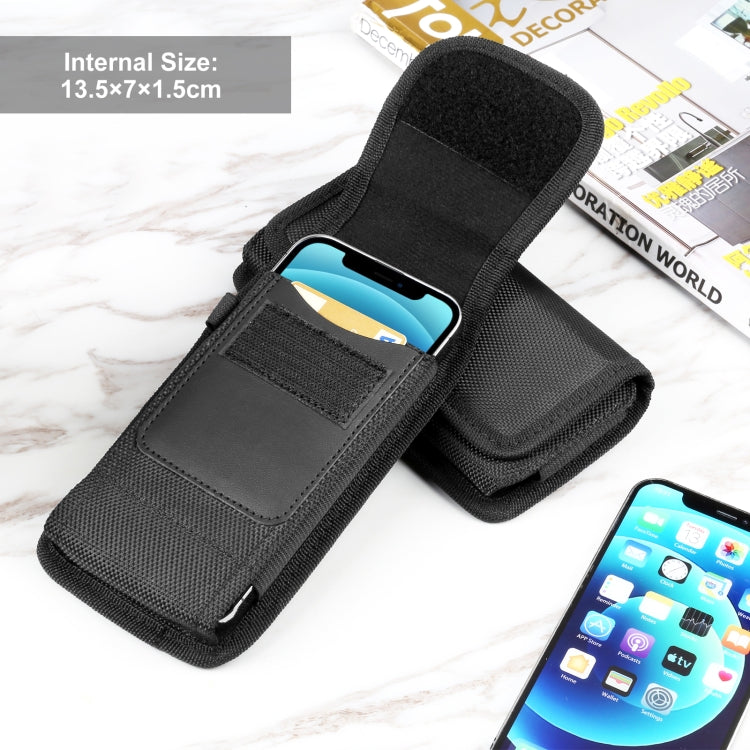 HAWEEL 4.7 inch Nylon Cloth Phone Belt Clip Carrying Pouch with Card Slot(Black)