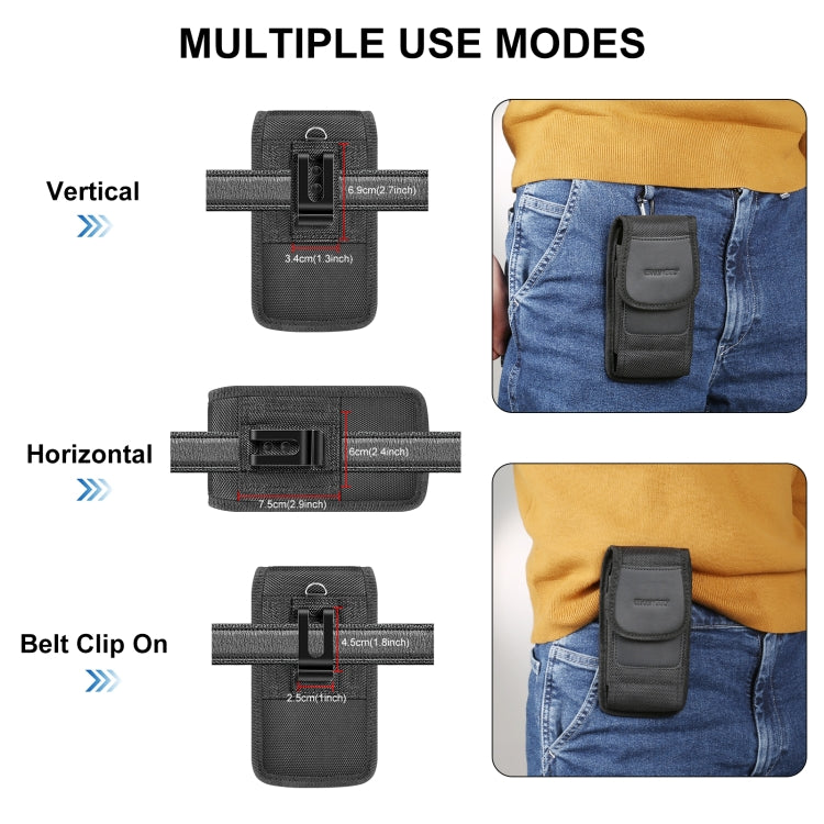 HAWEEL 4.7-6.1 inch Nylon Cloth Phone Belt Clip Carrying Pouch with Card Slot (Black)