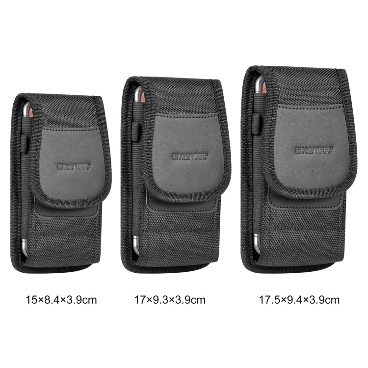 HAWEEL 4.7-6.1 inch Nylon Cloth Phone Belt Clip Carrying Pouch with Card Slot (Black)